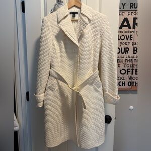 INC trench winter coat Cream color and belted Size medium Like new